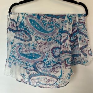 Lightweight blue white and purple scarf